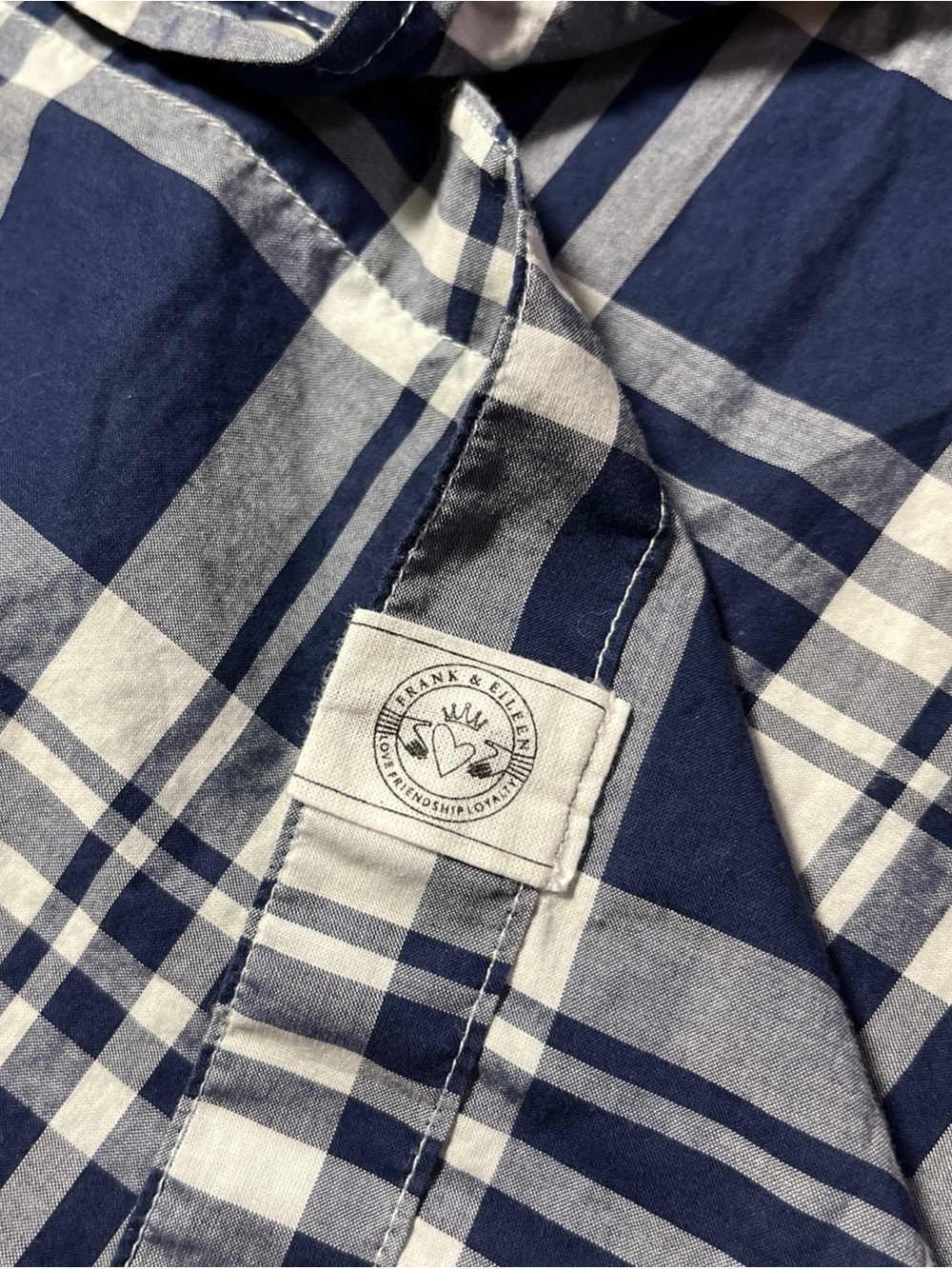 Frank & Eileen Eileen Italian Cotton Shirt Women’s Large Navy Plaid Relaxed EUC - Picture 4 of 11